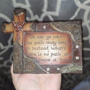 Inspirational Plaque with Cross and Quote